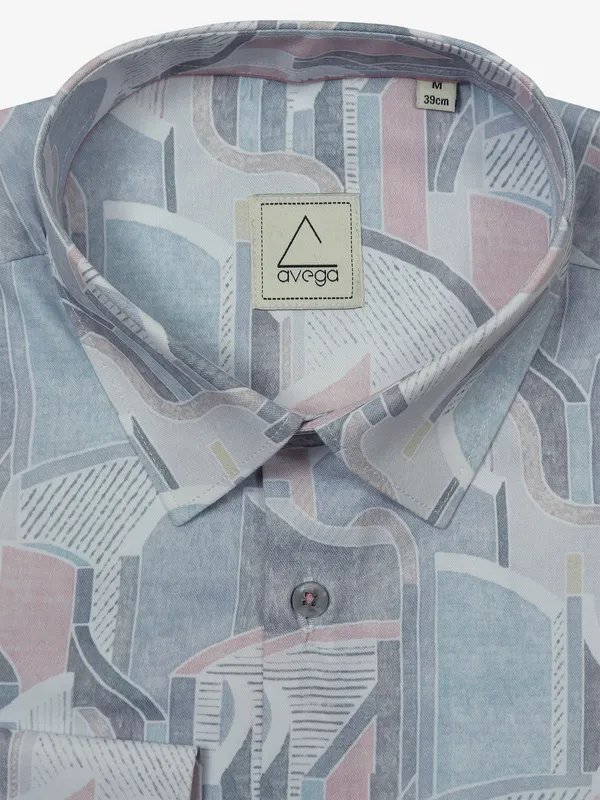 AVEGA light blue printed cotton shirt