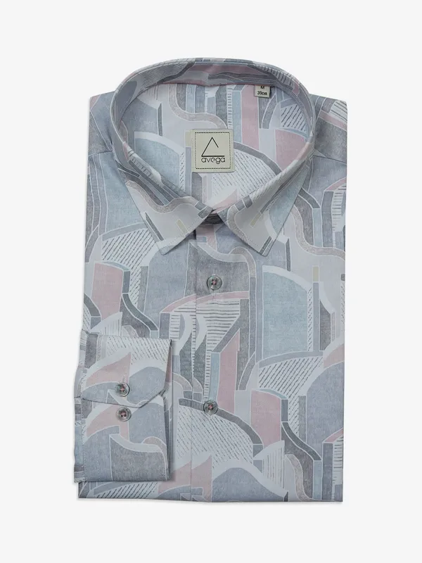 AVEGA light blue printed cotton shirt