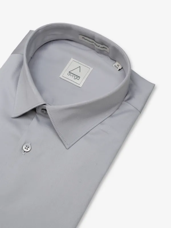 Avega light grey plain cotton shirt