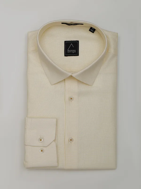 Avega light yellow cotton plain shirt