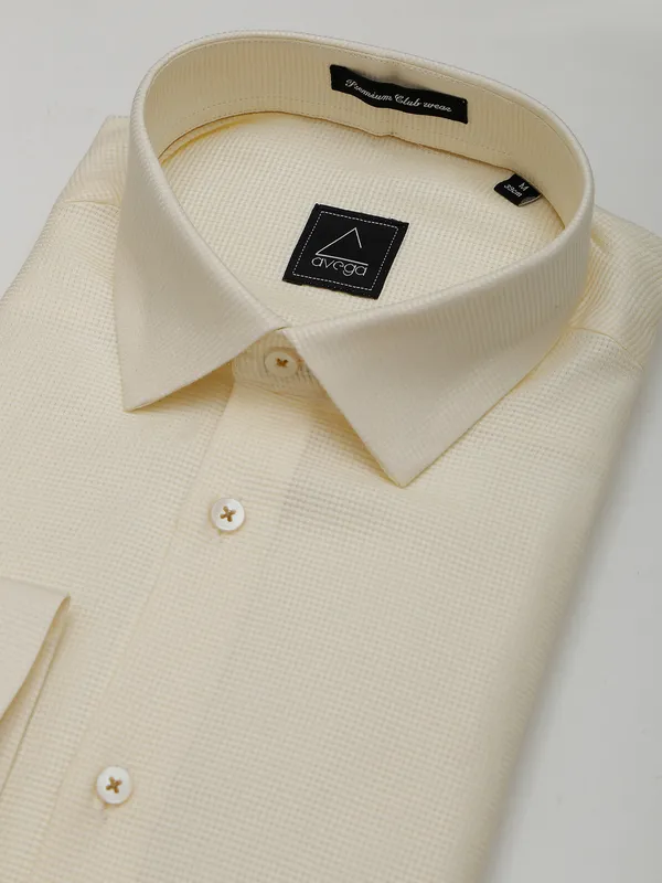 Avega light yellow cotton plain shirt