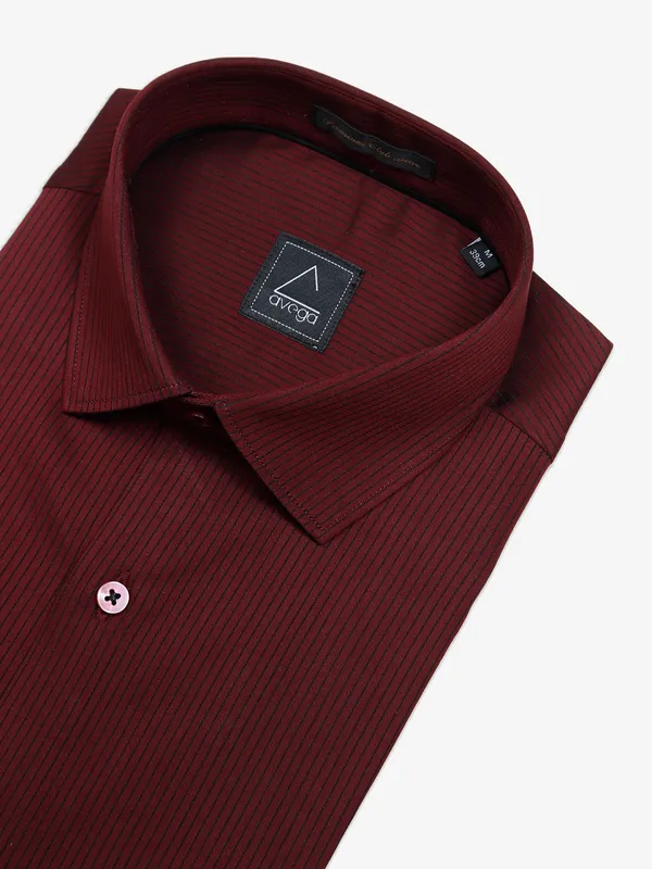 Avega maroon cotton stripe shirt