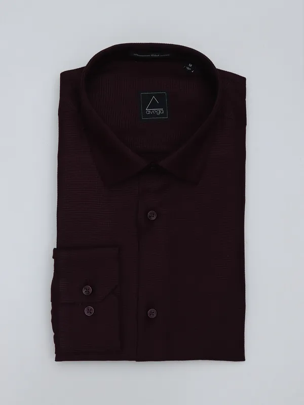 Avega maroon cutaway collar shirt