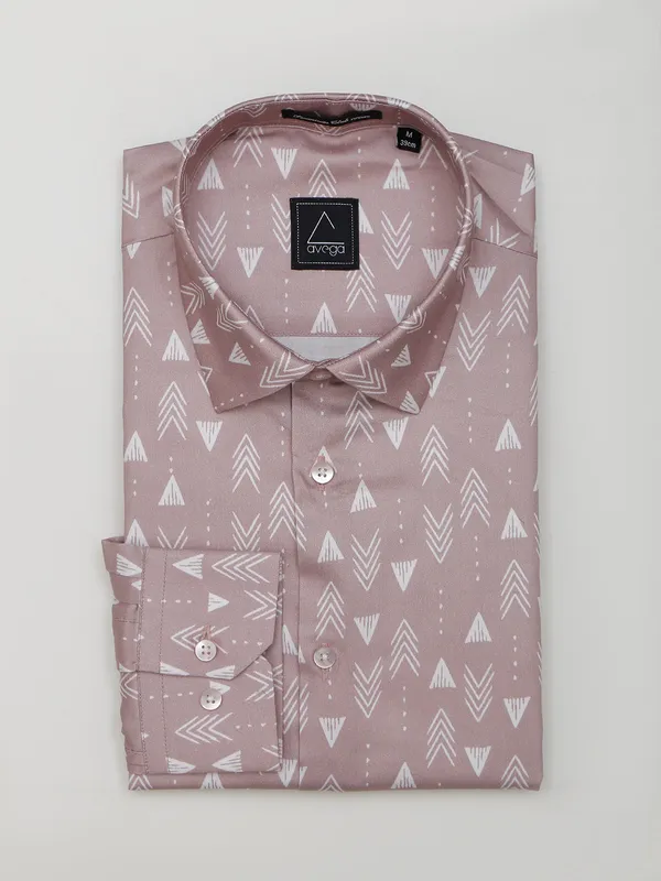 Avega mauve pink cotton printed shirt