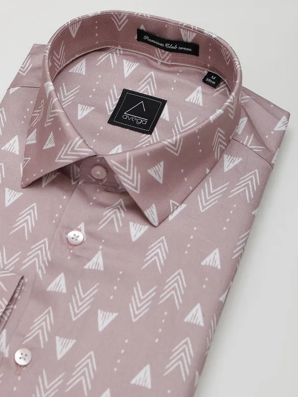 Avega mauve pink cotton printed shirt