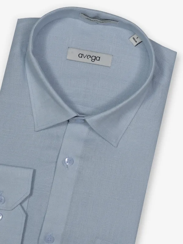AVEGA mint blue plain linen shirt