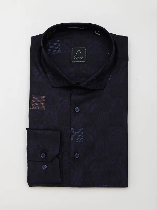 Avega navy and black printed cotton shirt