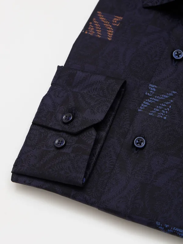 Avega navy and black printed cotton shirt