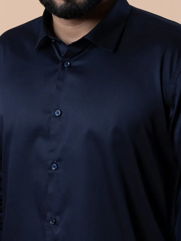 Avega navy plain full sleeves shirt