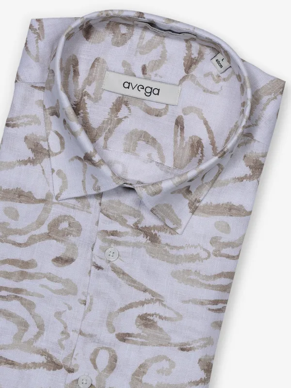 AVEGA off white linen shirt in printed