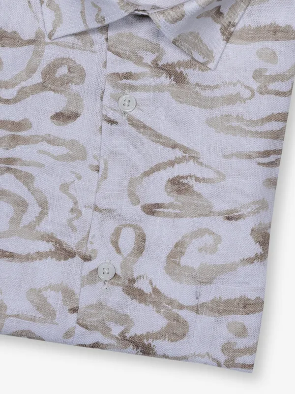 AVEGA off white linen shirt in printed