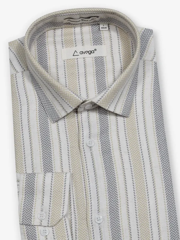 AVEGA off white stripes partywear shirt for men
