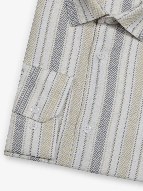 AVEGA off white stripes partywear shirt for men