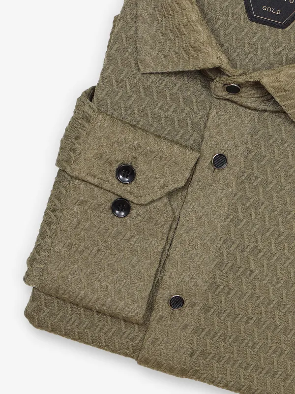 AVEGA olive cotton party shirt in slim fit