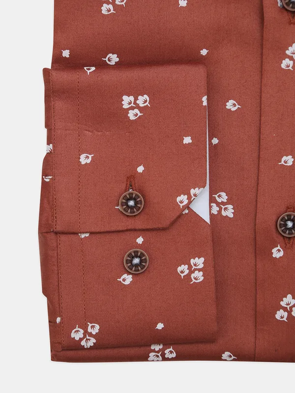 Avega brown printed formal shirt