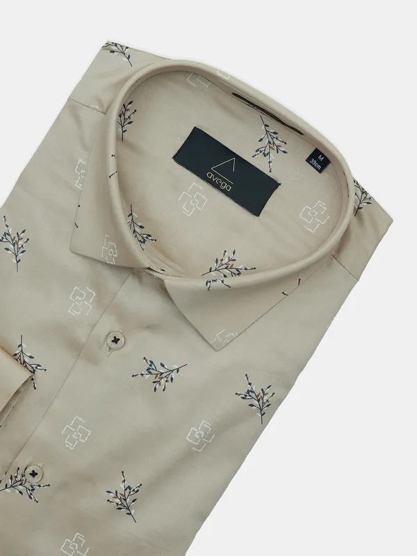 Avega party wear beige cotton shirt
