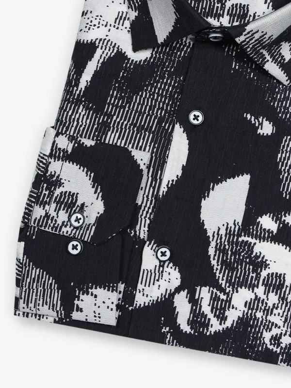 AVEGA party wear black printed shirt