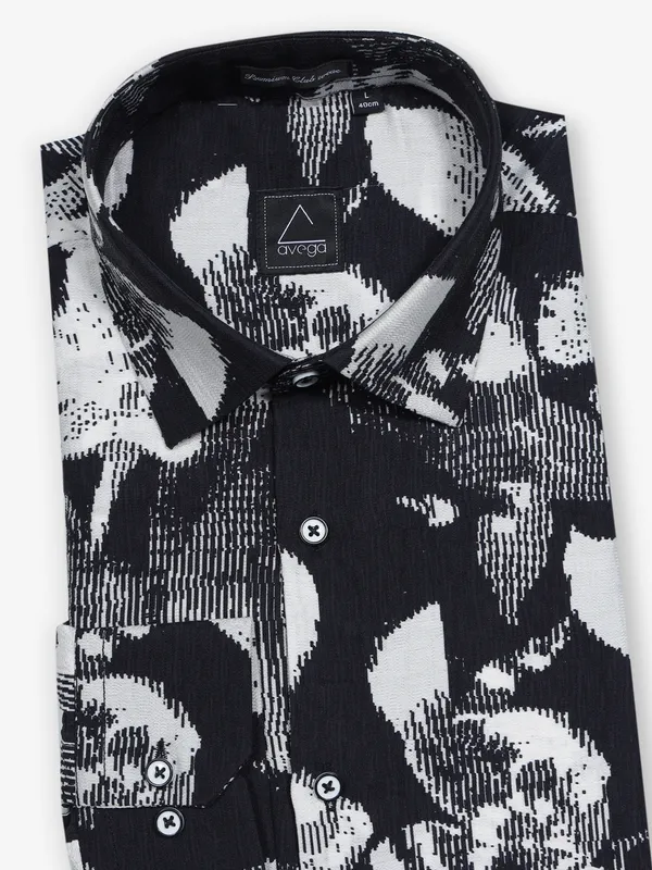 AVEGA party wear black printed shirt