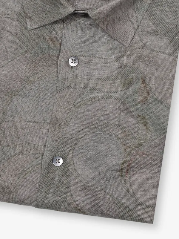 AVEGA pastel grey printed linen shirt
