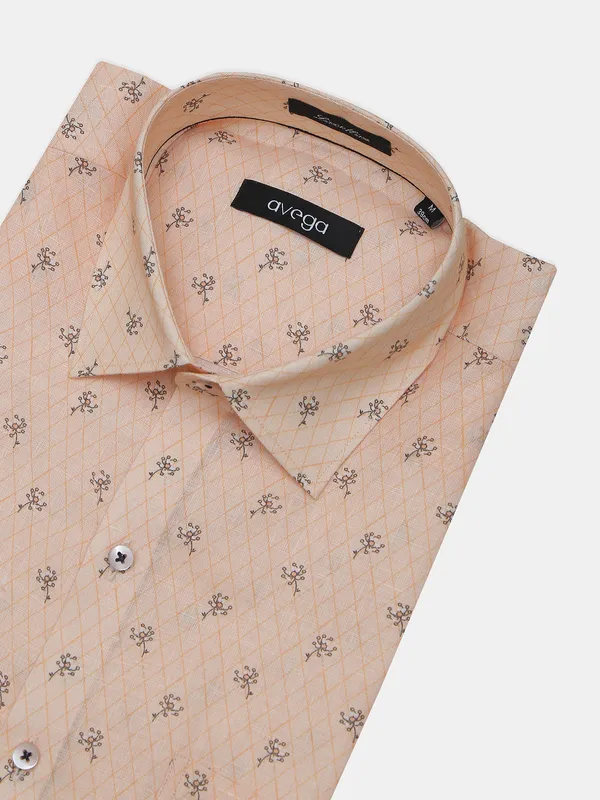 Avega peach printed linen shirt