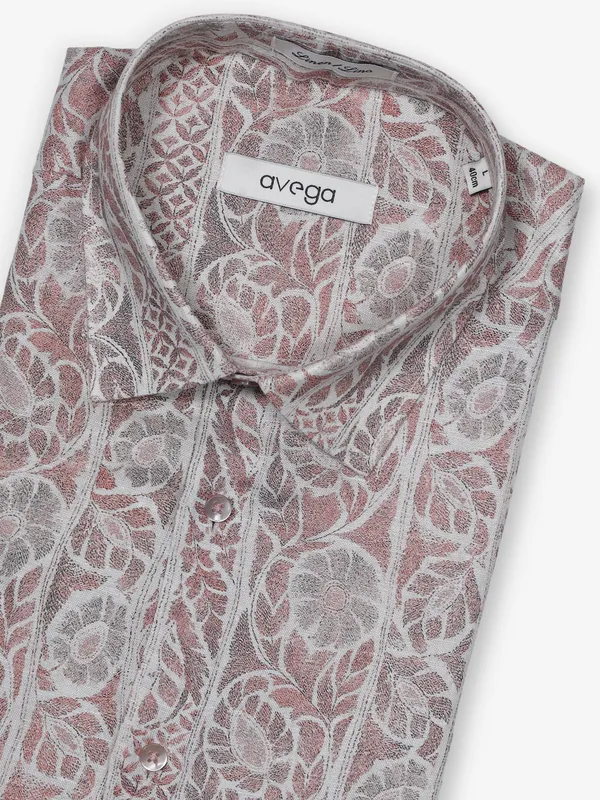 AVEGA peach printed linen shirt for men