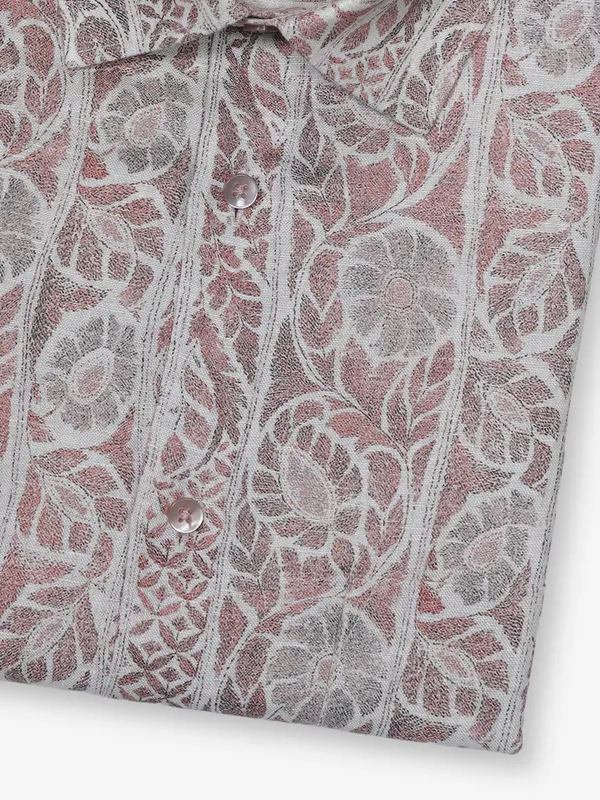 AVEGA peach printed linen shirt for men