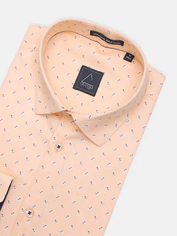 Avega peach printed pattern cotton shirt