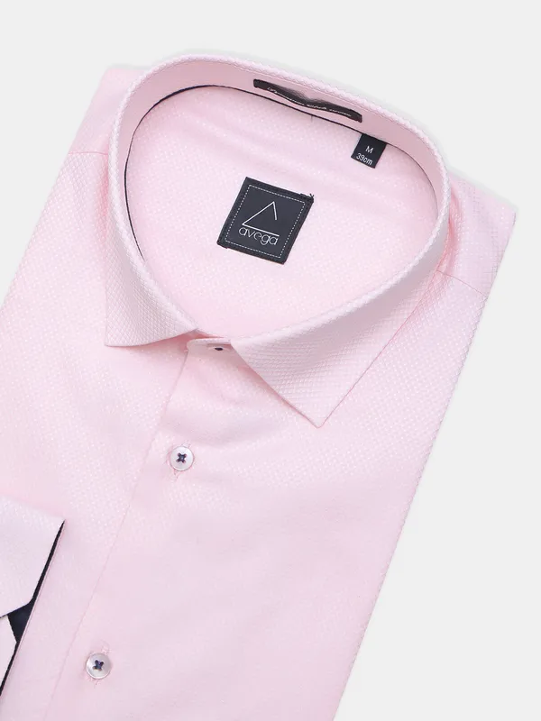 Avega pink color printed slim fit cotton shirt