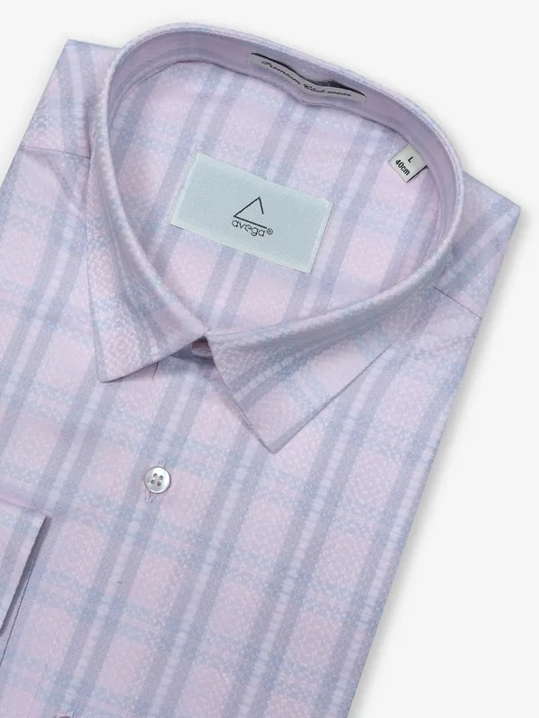 AVEGA pink cotton checks formal shirt