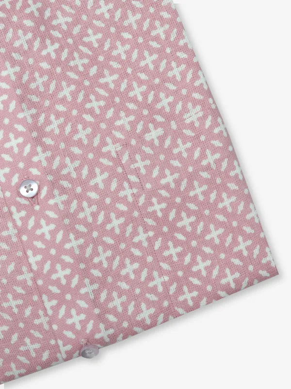 AVEGA pink printed linen formal shirt
