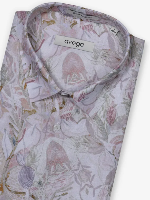 AVEGA pink printed linen shirt for men
