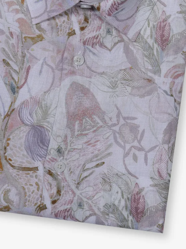 AVEGA pink printed linen shirt for men