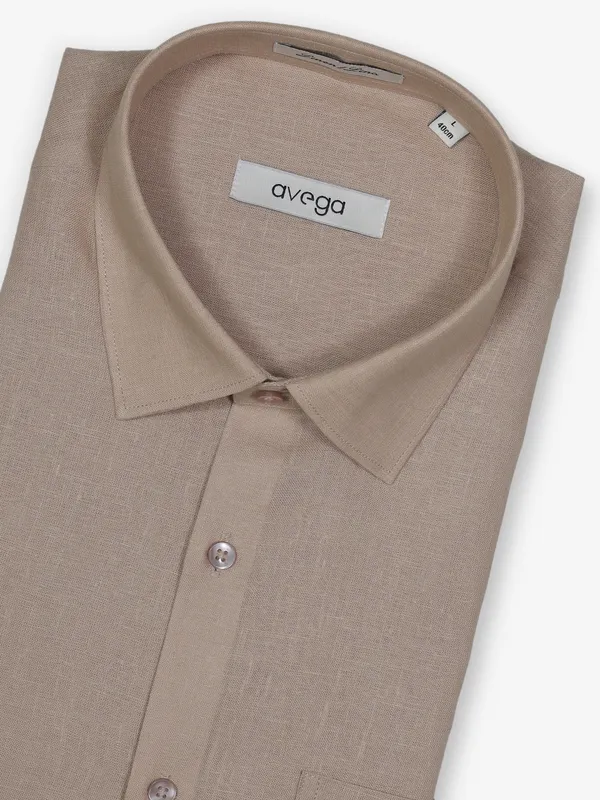 AVEGA plain khaki linen shirt