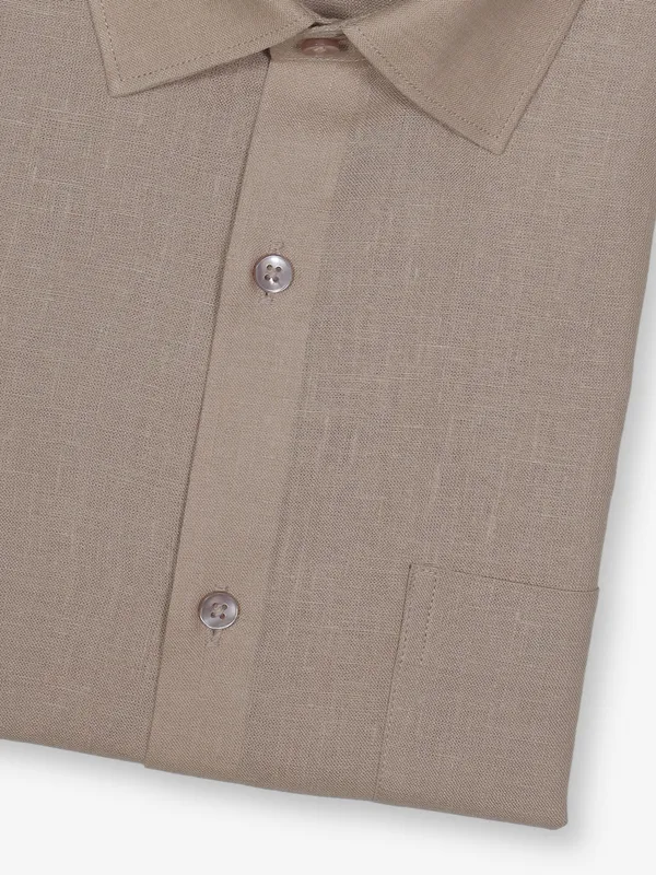 AVEGA plain khaki linen shirt