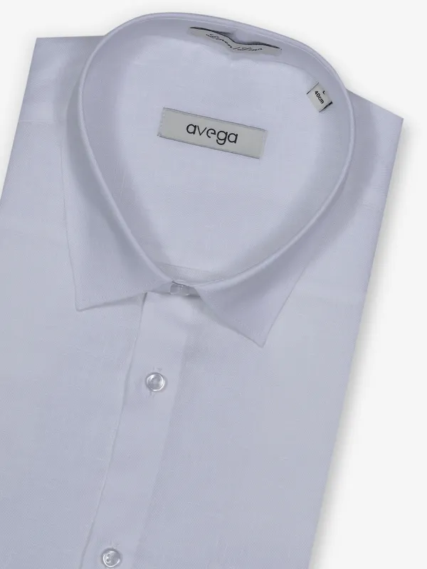 AVEGA plain white linen shirt for men