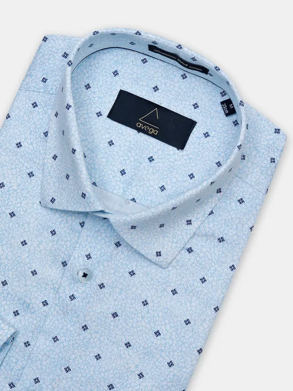 Avega powder blue printed pattern shirt