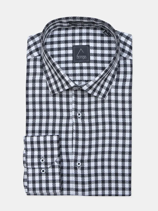 Avega presented black and white checks formal cotton shirt
