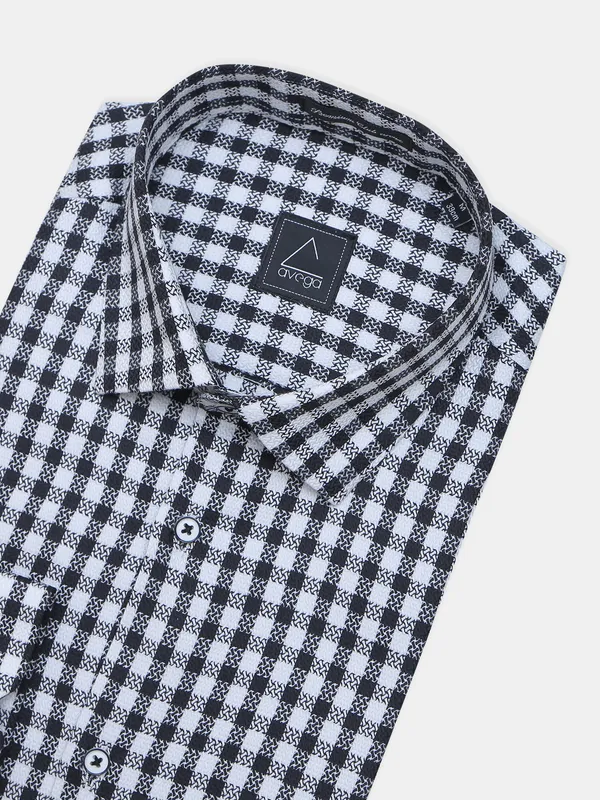 Avega presented black and white checks formal cotton shirt