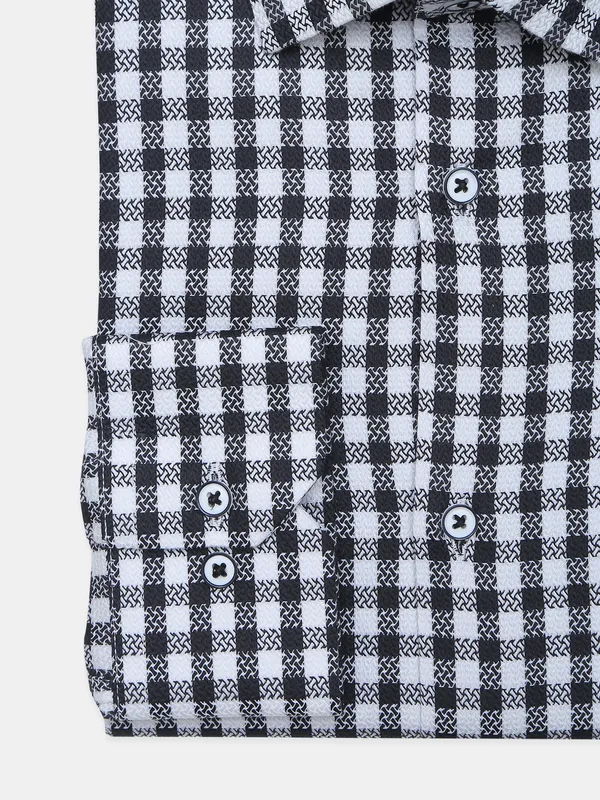 Avega presented black and white checks formal cotton shirt
