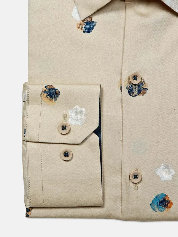 Avega presented brown printed formal cotton shirt