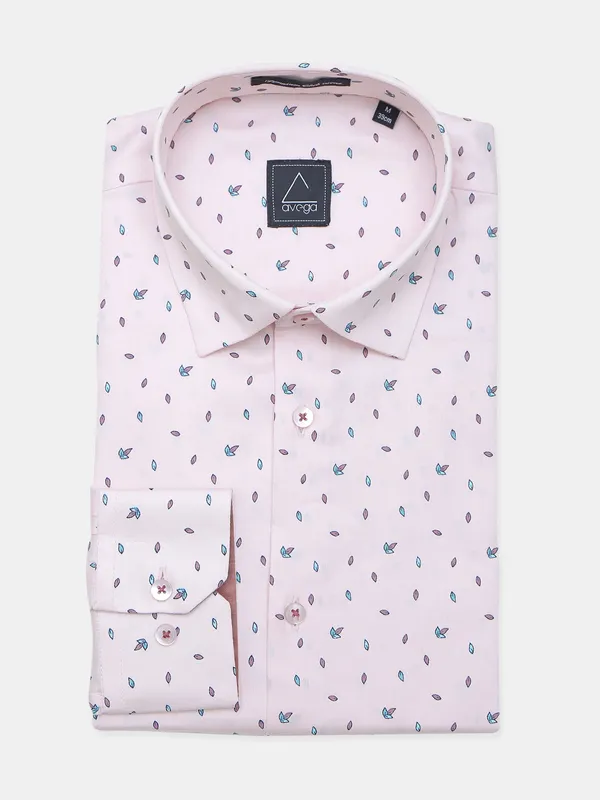Avega presented light pink printed formal cotton shirt