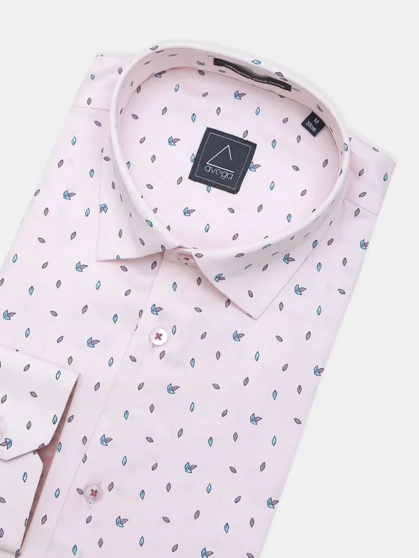 Avega presented light pink printed formal cotton shirt