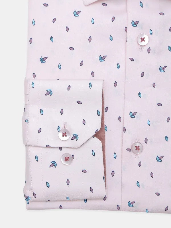 Avega presented light pink printed formal cotton shirt