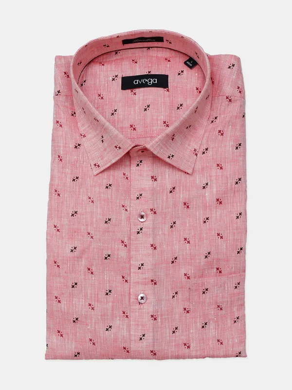 Avega presented printed pink linen shirt