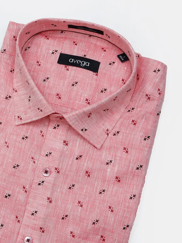 Avega presented printed pink linen shirt