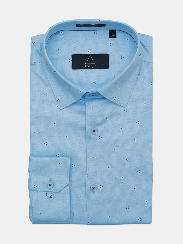 Avega printed baby blue formal shirt for men