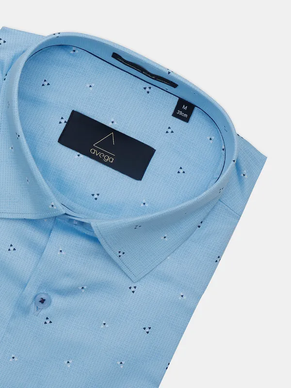 Avega printed baby blue formal shirt for men