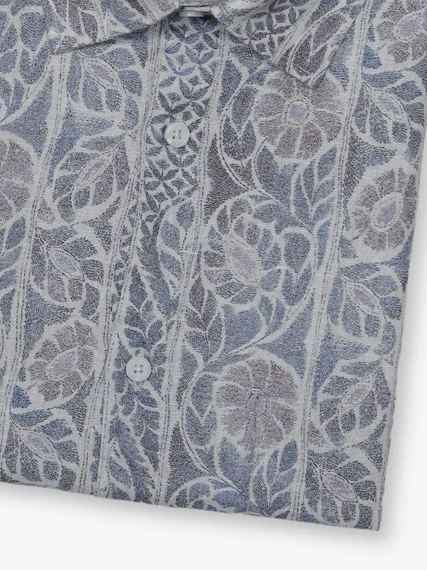 AVEGA printed beige linen shirt