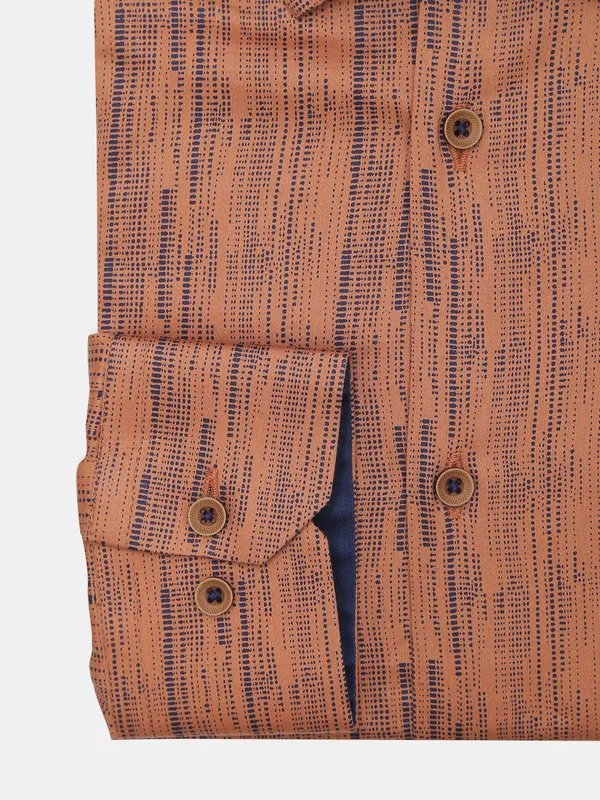 Avega printed brown formal shirt for men in cotton