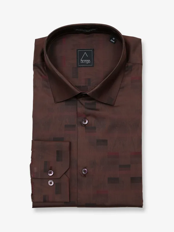 Avega printed cotton shirt in brown